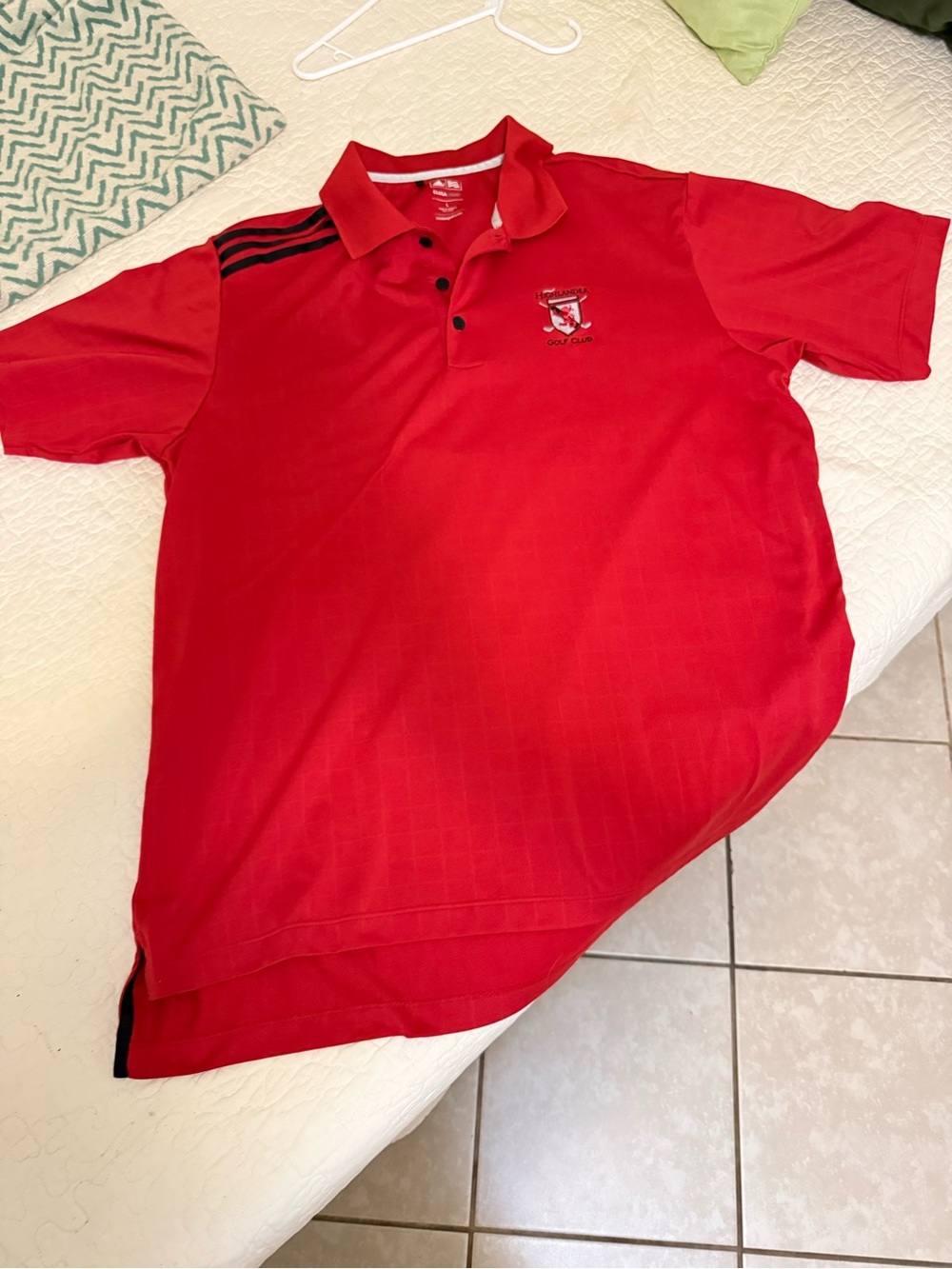 adidas Red Polo Shirt with Black Trim and Golf Club Crest